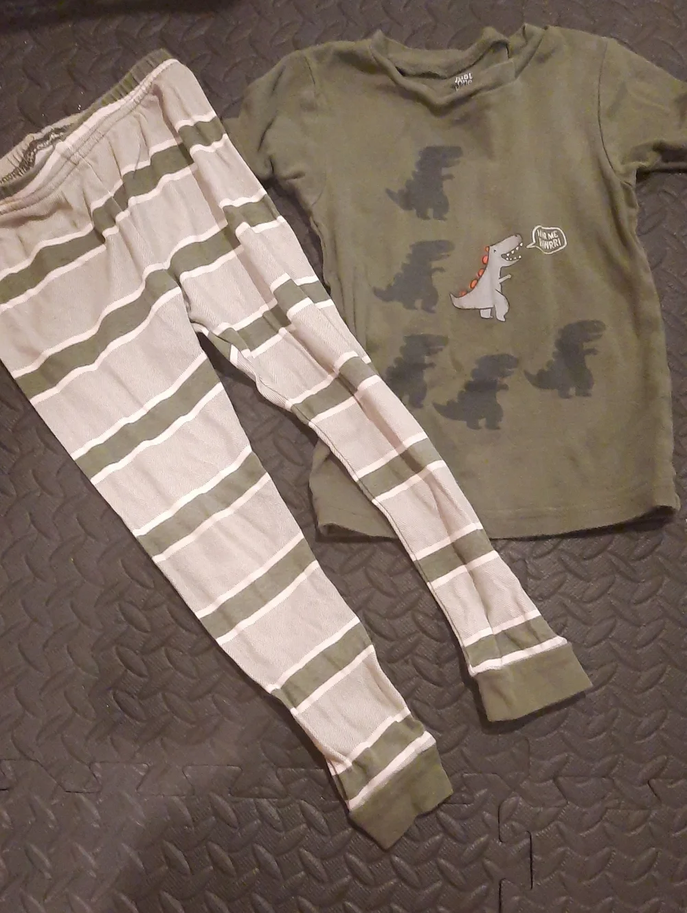 Carter's Kids Olive Green Dinosaur Pajama Set